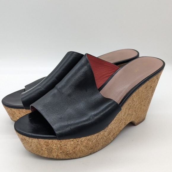 Diane Von Furstenberg Bonnie Wedge Slide Sandal Black Size 8.5 - Picture 7 of 13